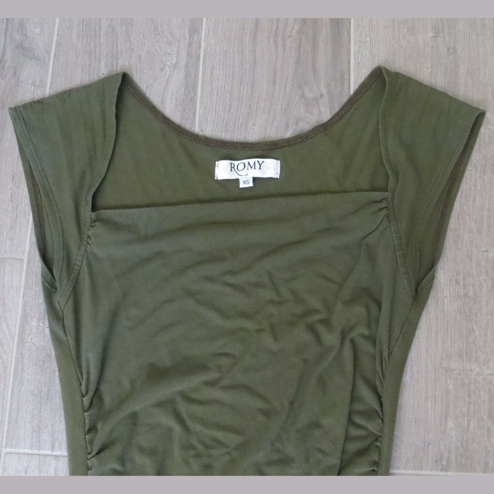 Romy Ruched Olive Dress - Picture 4 of 6